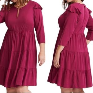 Torrid Wine Challis Tiered Skater Dress Sz 2X